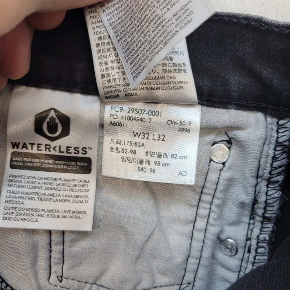 Levi's 502 Regular Taper Jeans Mens 32x32 Black Denim Stretch Mid Rise